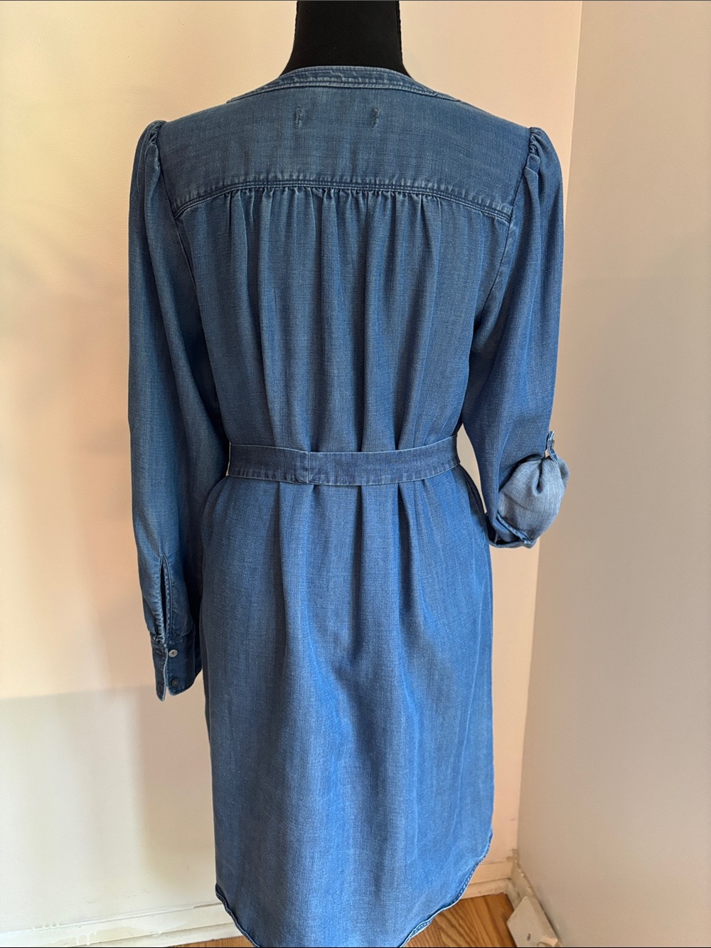 LOFT soft, chambray jean denim shirt dress perfect belt small S - Picture 4 of 4